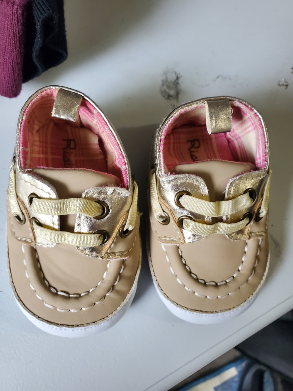 Rising Star Beige and Gold Toddler Boat Shoes